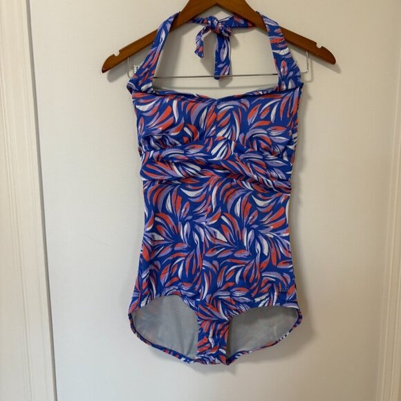 SPEEDO Women's Printed Halter One Piece Swimsuit Size 8 Blue Red Endurance NWT - Picture 3 of 12